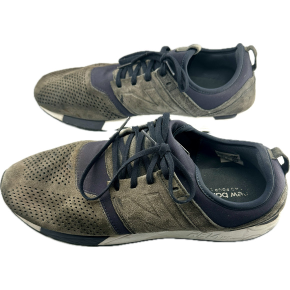 Size 13 New Balance 247 Rev Lite Mens Green Suede Mesh Running Shoes - Picture 2 of 9